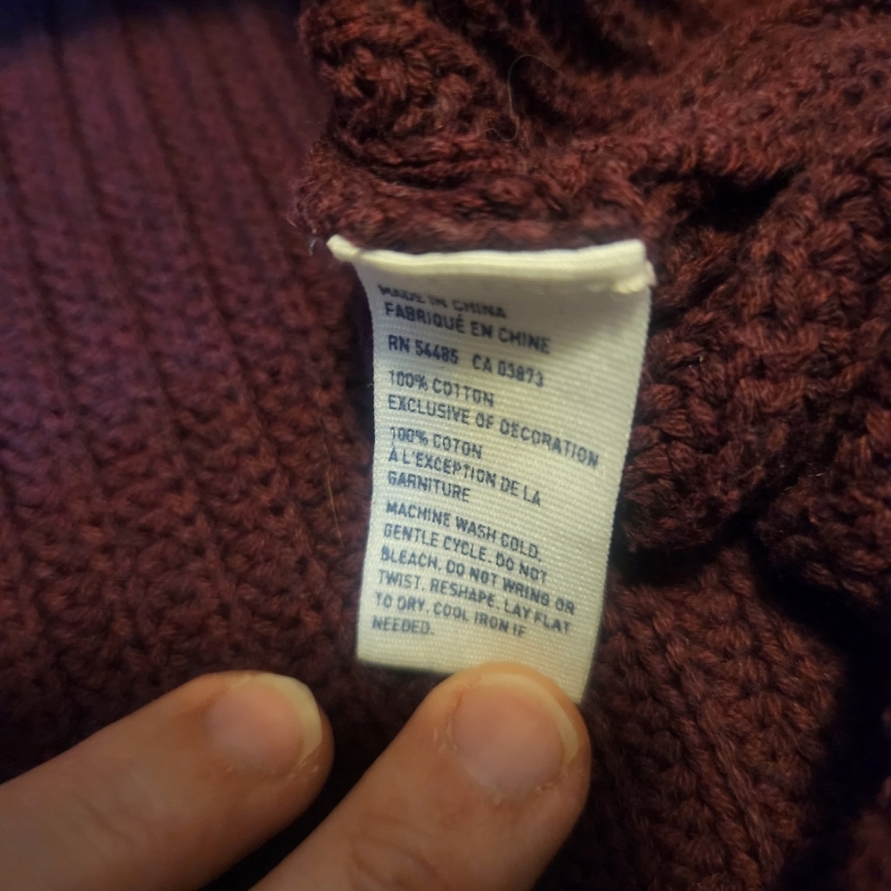 American Eagle Ribbed Knit Sweater Maroon Long Sleeve Pullover Womens Size XL - Picture 5 of 6